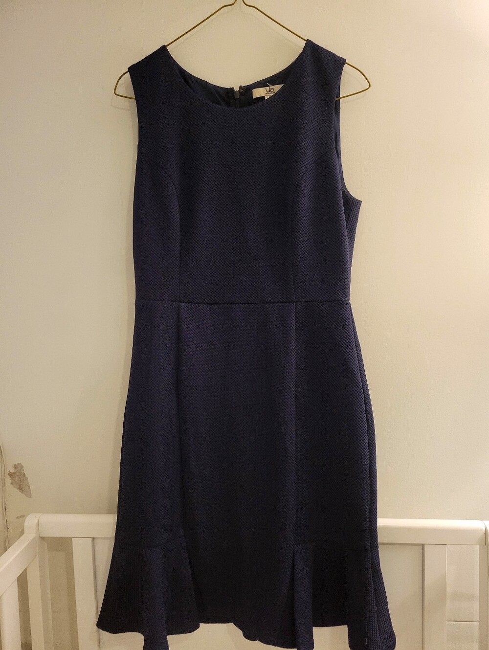 Ya Los Angeles Navy Textured Sleeveless Midi Dress